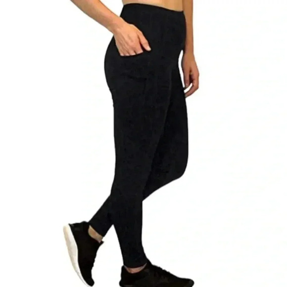 SPYDER BLACK ACTIVEWEAR CROP SPANDEX LEGGINGS SIZE LARGE - Picture 2 of 7